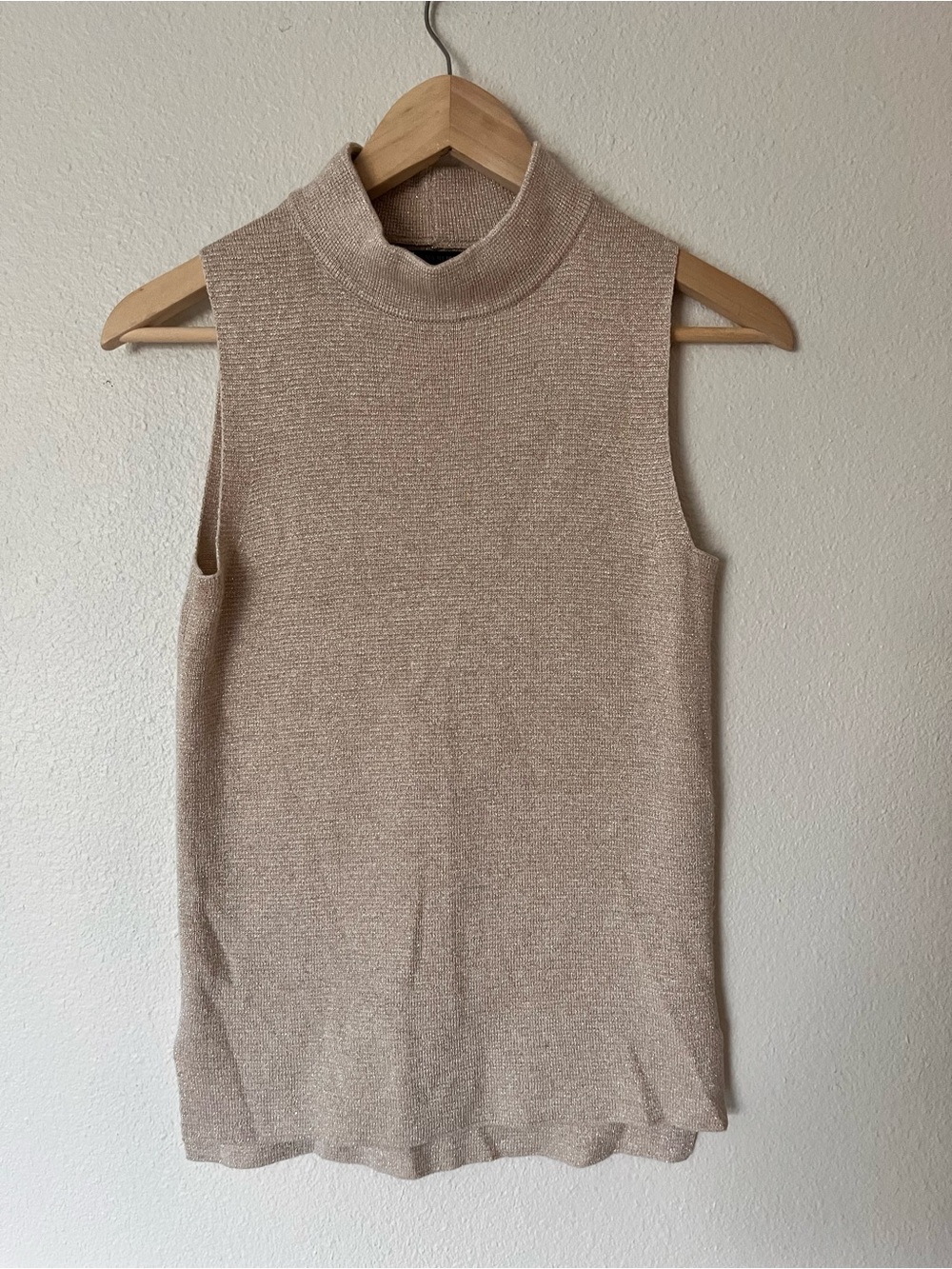 Banana Republic Metallic Beige Sleeveless Mock Neck Tank